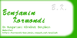 benjamin kormondi business card